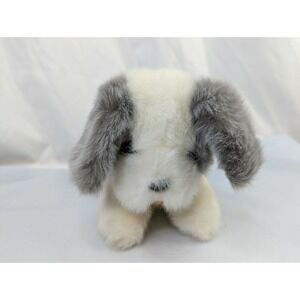 FIB Gray White Dog Plush Puppy 5.5 Inch Tall Stuffed Animal Toy